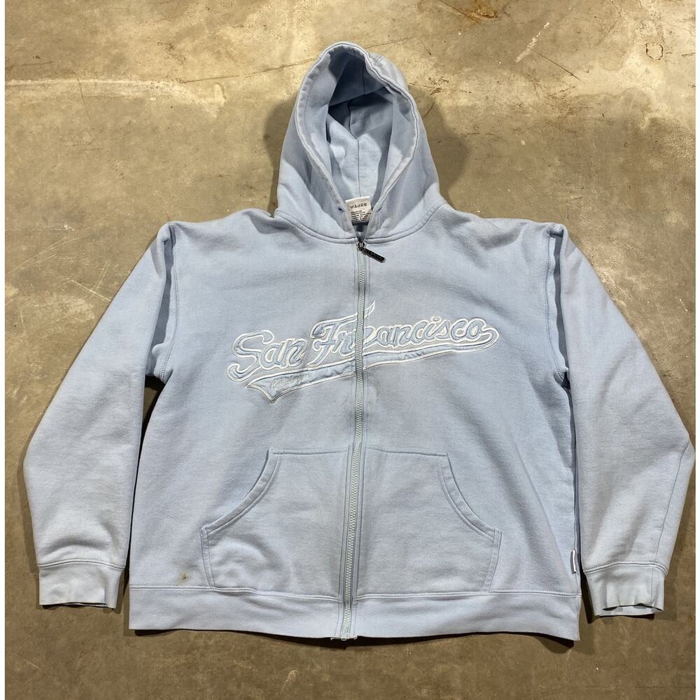 Gogo Sports San Francisco CA Hoodie XXL Light Blue Zip Up Embroidered